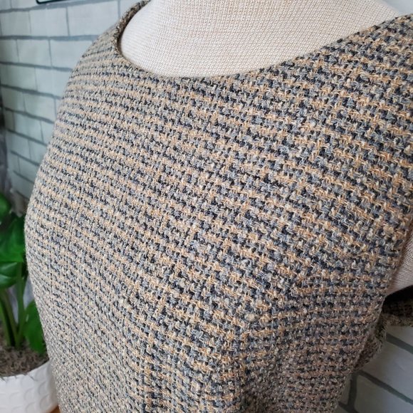 J. Crew Sleeveless Wool Blend Beige and Gray Tweed Mini Dress Size 10 - Picture 4 of 9